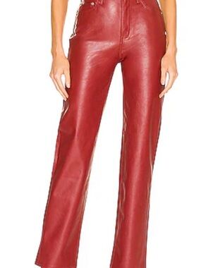Pistola Red Faux Leather Pants